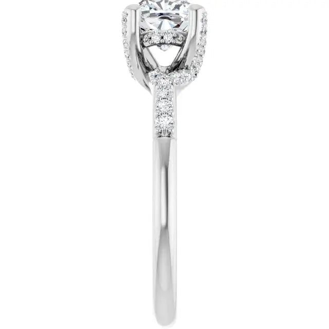Handcrafted cushion diamond modern halo ring by Dimitrios Creations