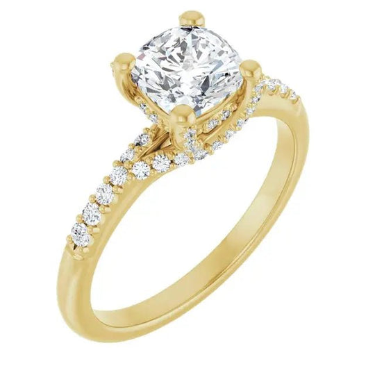 Customizable halo cushion diamond ring for engagements