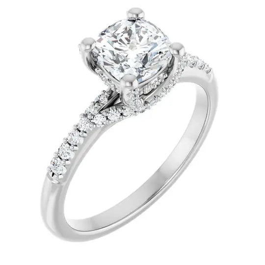 Stunning cushion diamond ring with contemporary design