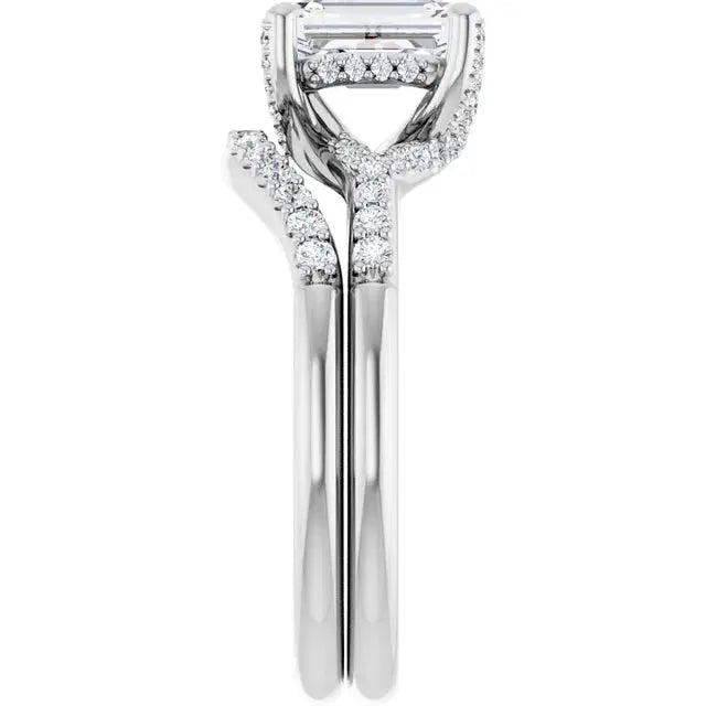 Modern emerald cut engagement ring in gold by Dimitrios Creations