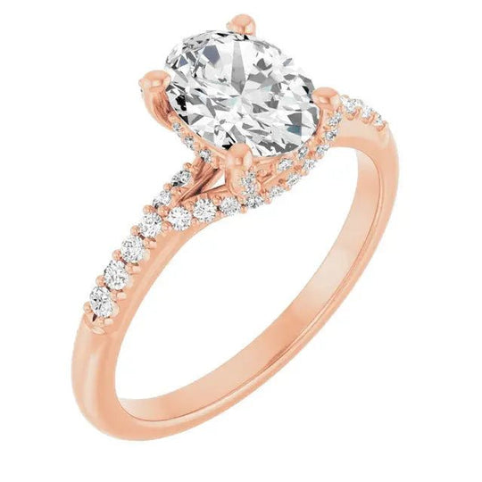 Timeless oval diamond engagement ring with contemporary design