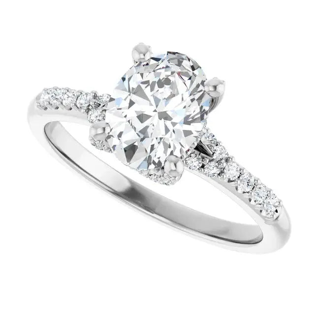 Elegant oval-cut diamond engagement ring with modern halo