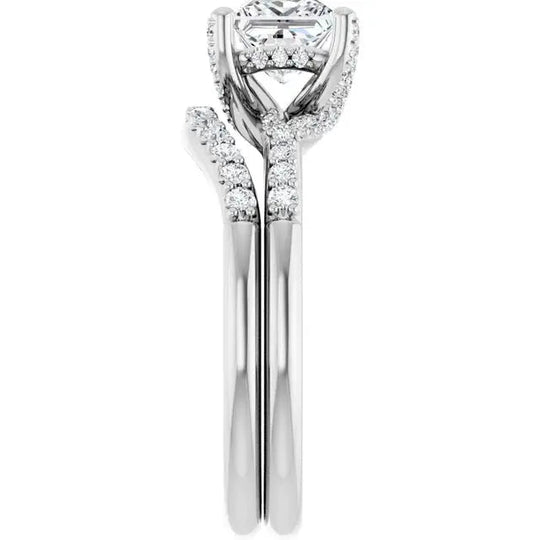 NYC-made halo square diamond engagement ring for women