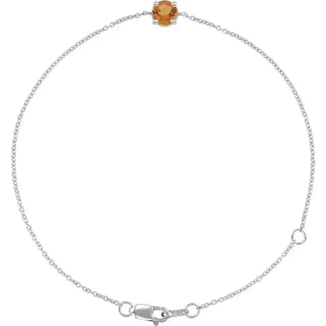 Handcrafted citrine bracelet featuring a 7-inch chain