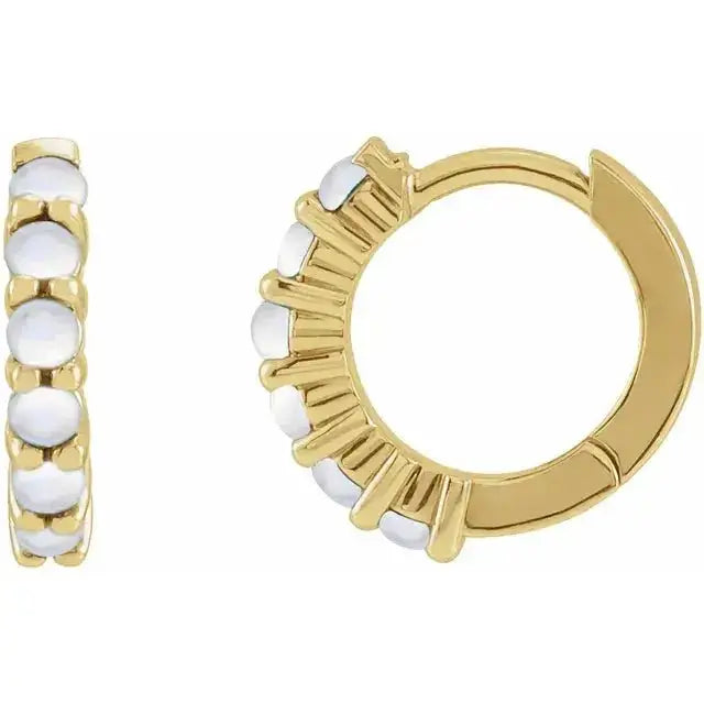 12.2mm natural moonstone hoop earrings in 14K yellow gold