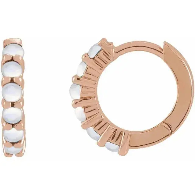 12.2mm natural moonstone hoop earrings in 14K rose gold