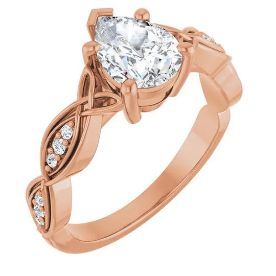 Luxurious 1ct pear diamond engagement ring in gold or platinum