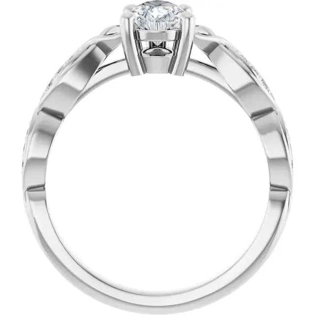 V-tip prong pear diamond ring by Dimitrios Creations