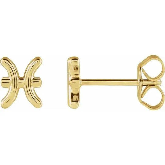 Elegant gold earrings with Pisces zodiac design