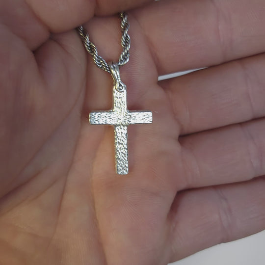 Cross Necklace - Hammered