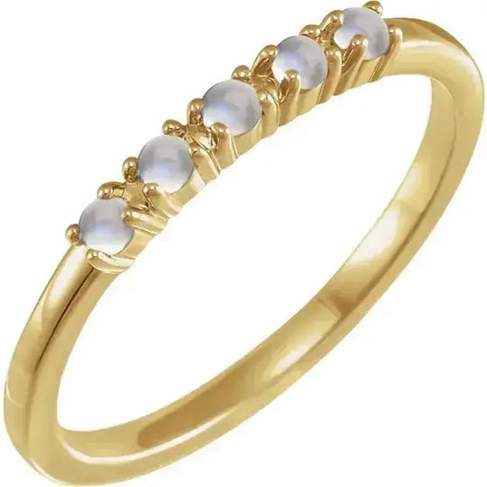 Rainbow moonstone cabochon ring in 14K gold