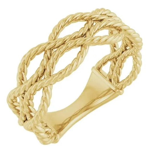 Rope knot ring handcrafted in solid gold