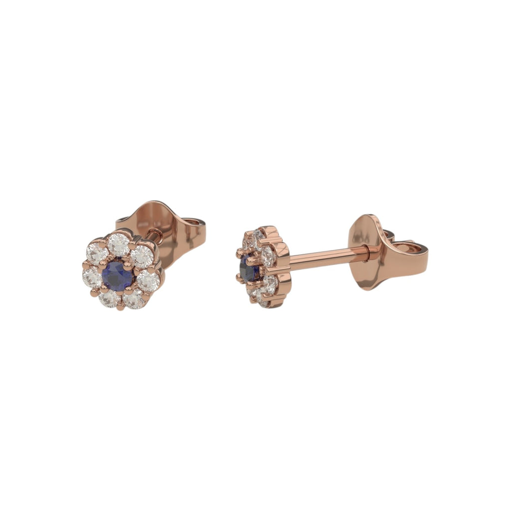 Lab-Grown Diamond & Sapphire Stud Earrings in 14K Rose Gold