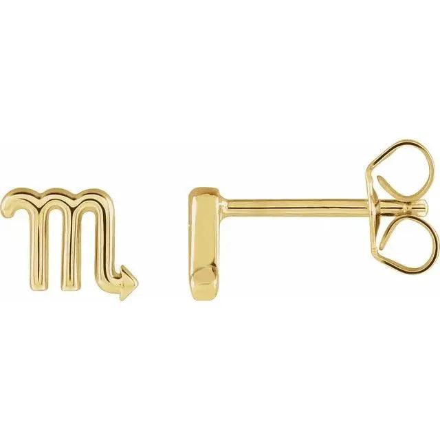 Elegant gold earrings with Scorpio zodiac design