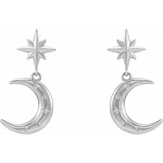 Timeless celestial earrings in yellow gold crescent moon shape