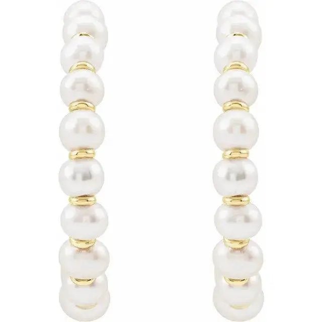 White Pearl Hoop Earrings 30.3mm Jimmy Leon Fine Jewelry