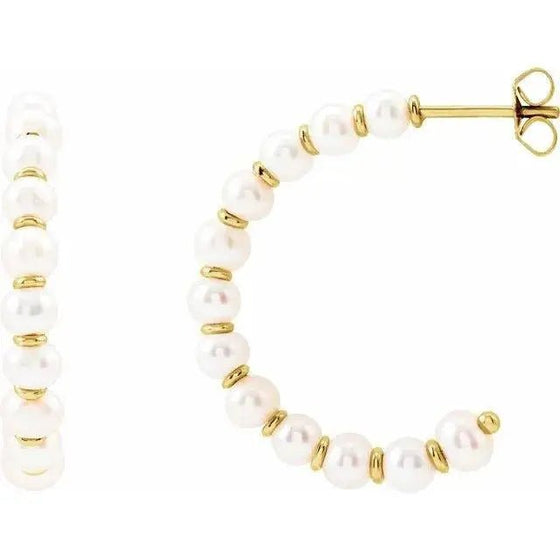 Selene Hoops – White Pearl Hoop Earrings (30mm)