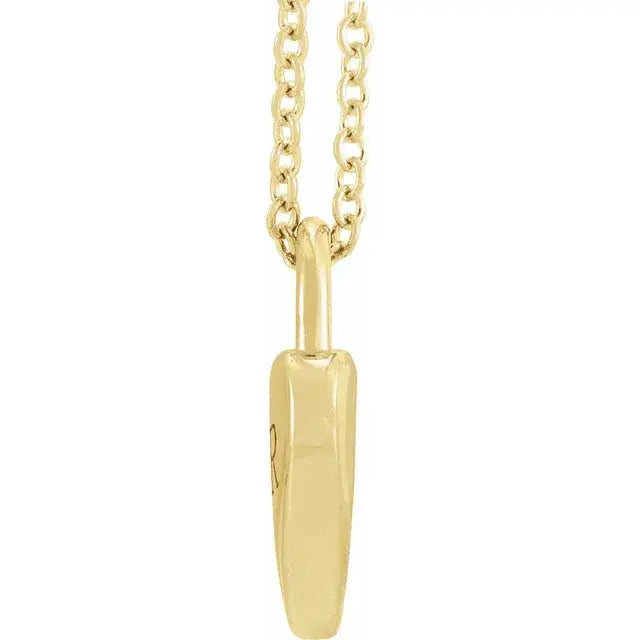 Side angle of the 14K gold Heart Lock Pendant, emphasizing its fine craftsmanship and elegant design.