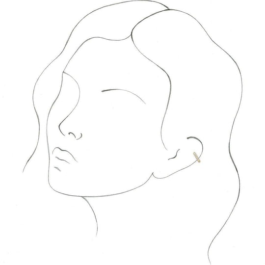 Woman wearing a Diamond Ear Cuff, showcasing its elegant fit and brilliant sparkle sketch