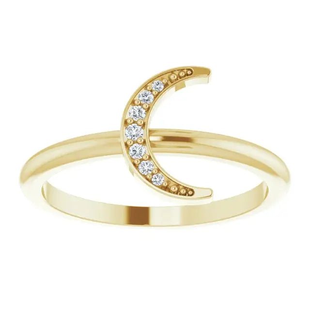 Handcrafted crescent ring in solid gold