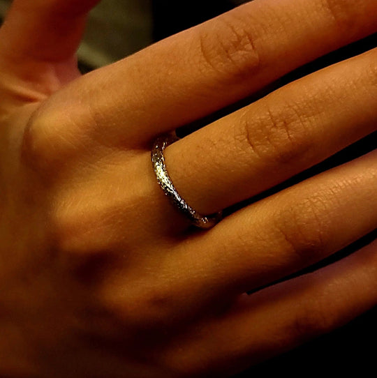 Minimalist hammered texture ring for stacking or solo wear