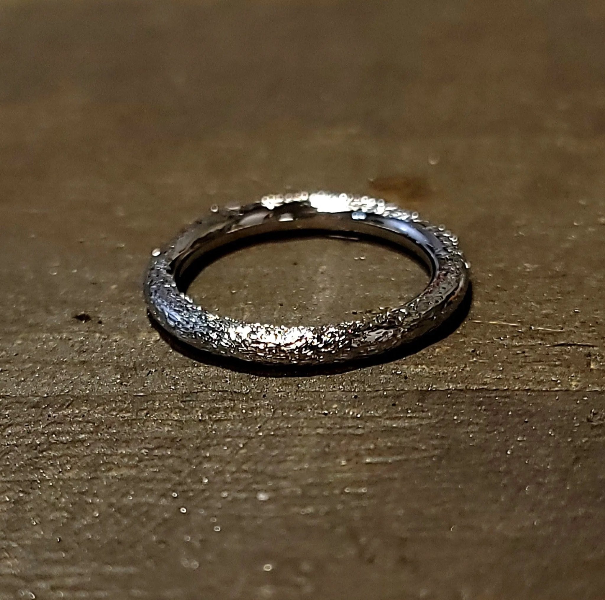 Handcrafted stackable ring with a contemporary hammered design