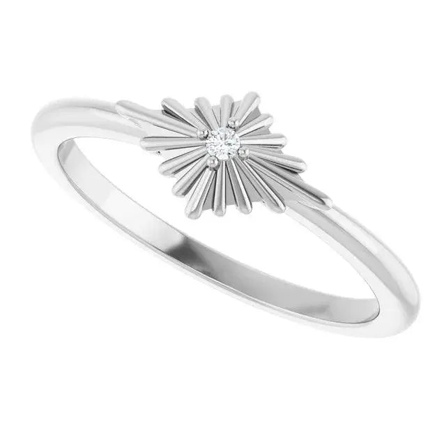 Elegant Starburst Diamond Ring crafted in sterling silver with a brilliant starburst motif, perfect for custom-made luxury jewelry collections.