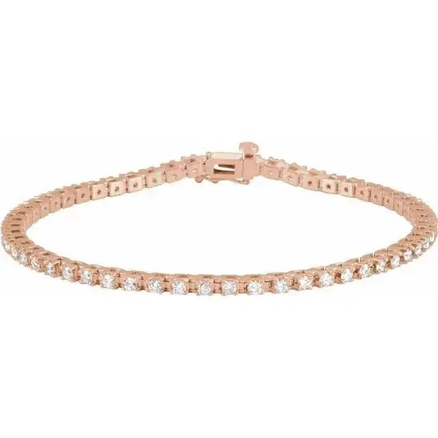Exquisite 2.25CT tennis bracelet in solid rose gold, featuring brilliant lab-grown stones. A handcrafted luxury jewelry piece for elegant styling.
