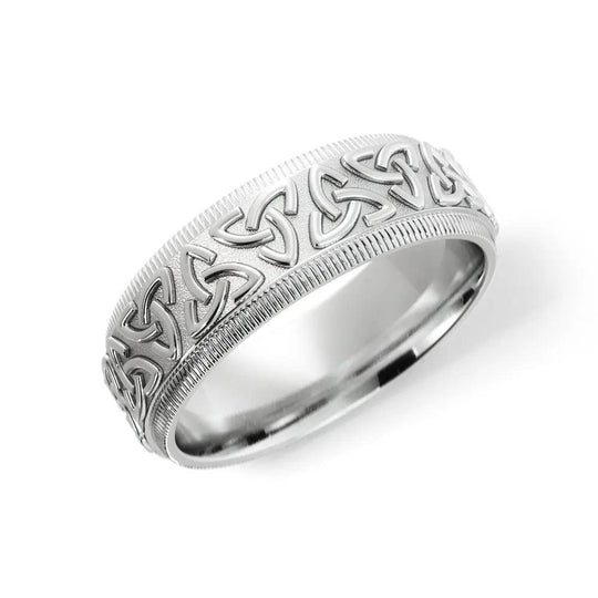 Trinity Celtic wedding ring for men in 14K white gold 6mm