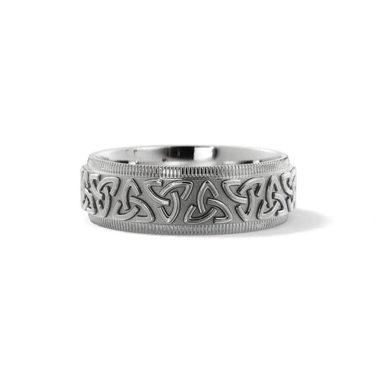 Men’s Celtic wedding ring handcrafted in 14K white gold