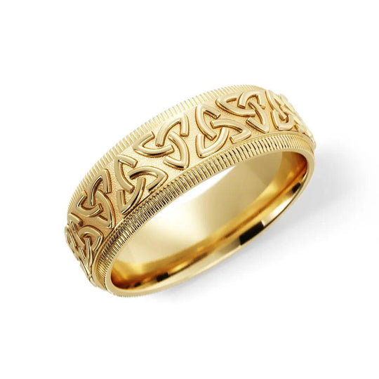 Trinity Celtic wedding ring for men in 14K yellow gold 6mm