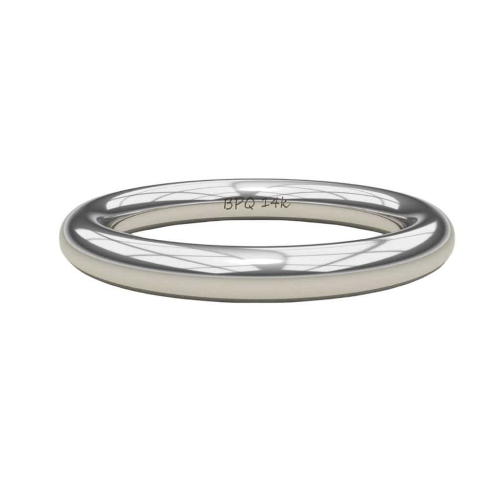 High-polished 3 mm wire ring in 14K white gold – mirror-bright comfort ring