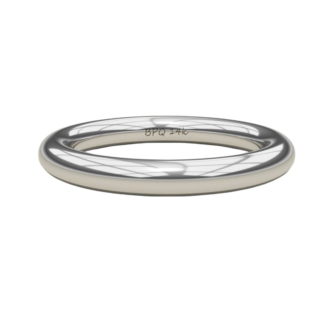 High-polished 3 mm wire ring in 14K white gold – mirror-bright comfort ring