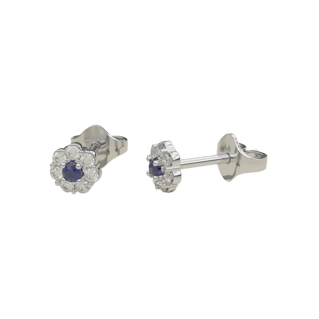 Lab-Grown Diamond & Sapphire Stud Earrings in 14K White Gold