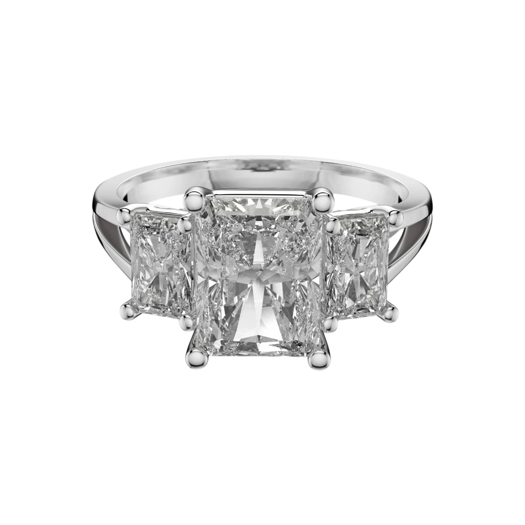 Platinum radiant cut lab diamond engagement ring with 2CT center and side stones